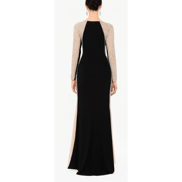 Xscape Black and Gold Long Sleeve Dress - Picture 2 of 13